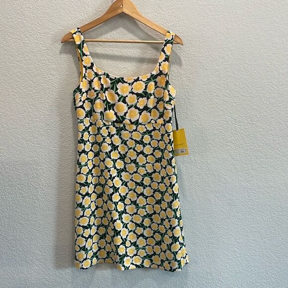 NEW Diane Von Furstenberg x Target 90's Shift Yellow Poppy Mini Dress Size 10 - Picture 2 of 9